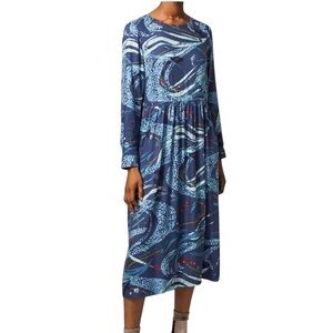 NWT White Stuff Elisa Sea Print Midi length loose fit long sleeve dress size 10